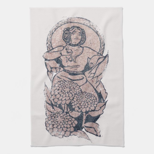 Linge De Cuisine Symbole de la lune triple déesse Mucha Art féminis (Vertical)