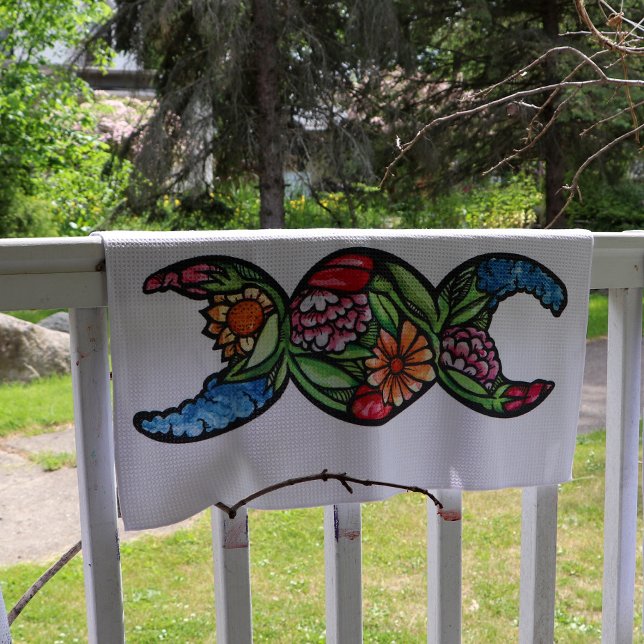Linge De Cuisine Symbole de la lune triple Fleur du jardin (Créateur téléchargé)