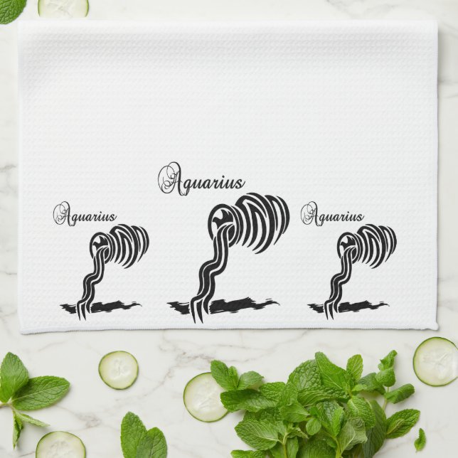 Linge De Cuisine Symbole et signe du zodiaque Aquarius (Plié)