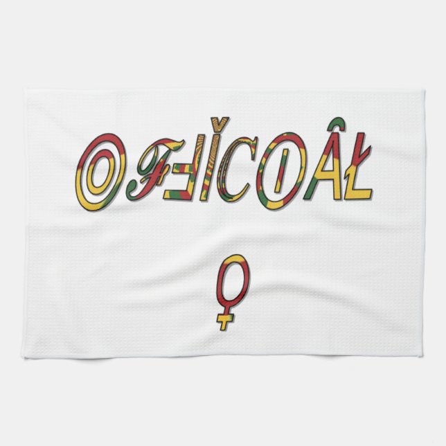 Linge De Cuisine Symbole féminin inversé "OFFICIAL" Imprimer (Horizontal)
