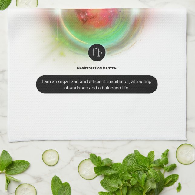 Linge De Cuisine Symbole moderne Zodiac Virgo Quote Élément Terre (Plié)