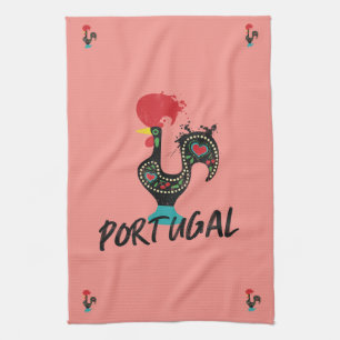 Linge De Cuisine Symbole portugais de Barcelos Rooster en rose