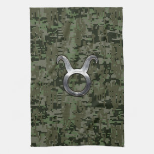 Linge De Cuisine Symbole Taurus Zodiac sur le camouflage numérique 