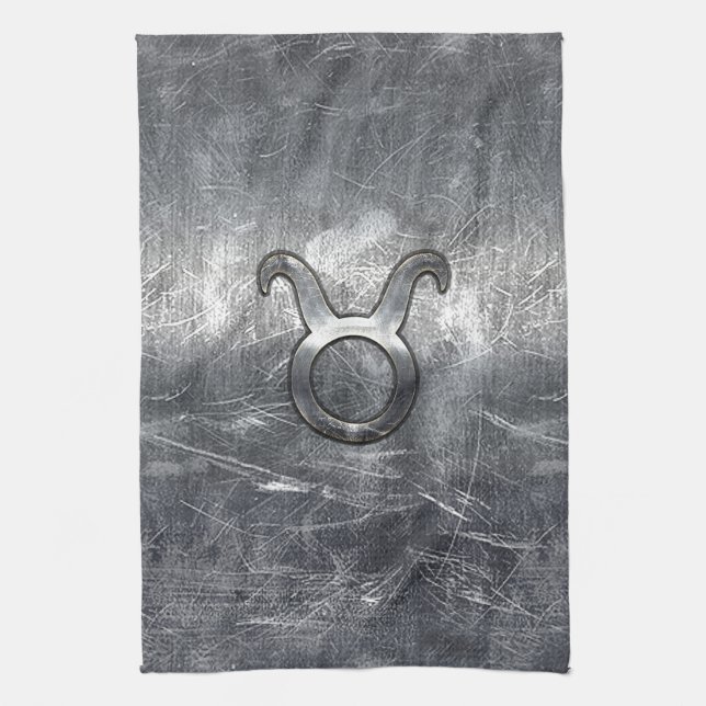 Linge De Cuisine Symbole Taurus Zodiaque en Grunge Style désossé (Vertical)
