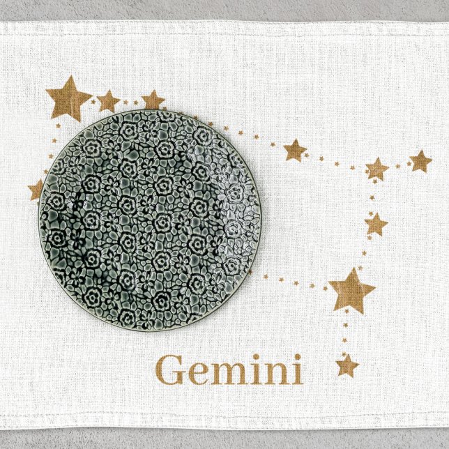 Linge De Cuisine SYMBOLE Zodiaque Moderne Gemini Or | Air de l'élém (Créateur téléchargé)