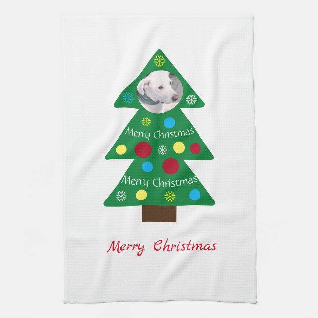 Linge De Cuisine Sympa Chien Chien Chien Coloré Arbre de Noël Noël  (Vertical)