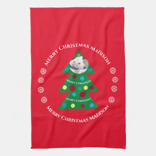 Linge De Cuisine Sympa Green Christmas Tree Celebration Holiday Red