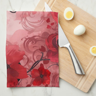 Linge De Cuisine Symphonie de Fleur Rouge