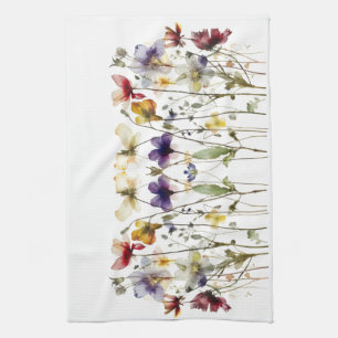 Linge De Cuisine Symphonie de fleurs sauvages : Art aquarelle vibra