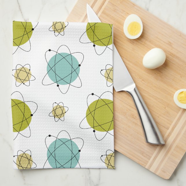 Linge De Cuisine Système solaire de l'ère atomique Mi-siècle Espace (Quart Plié)