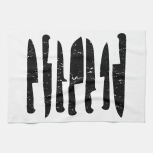 Linge De Cuisine T-serviette sale d'illustration des couteaux du