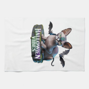 Linge De Cuisine T-Shirt Classique Aura Halloween Chat Sphynx Mysti