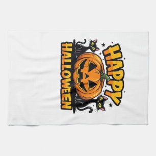 Linge De Cuisine T-Shirt Classique Halloween Chat Noir_2
