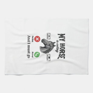 Linge De Cuisine T-Shirt de gravure vintage d'appel de cheval drôle