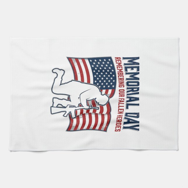 Linge De Cuisine T-shirt de soldat patriotique Jour du Souvenir Hér (Horizontal)