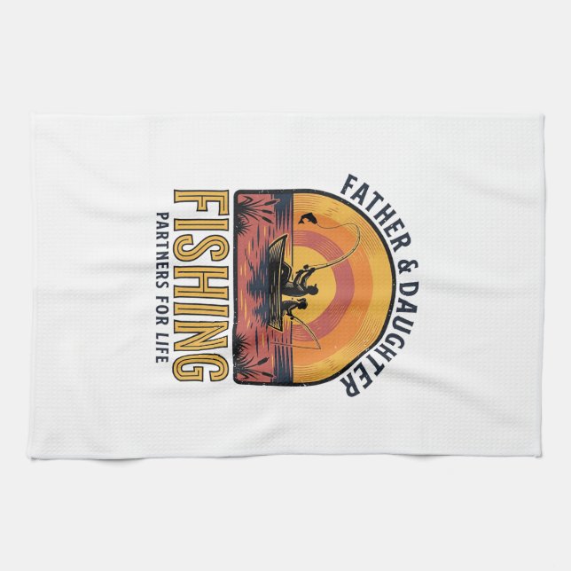 Linge De Cuisine T-shirt pour père et fille, partenaires de pêche p (Horizontal)
