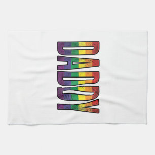 Linge De Cuisine T-Shirt Typographie Fierté Papa Arc-en-Ciel Vintag