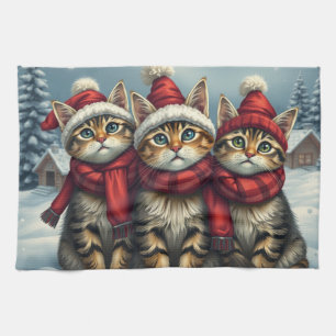 Linge De Cuisine Tabby Cats en hiver de l'avant-garde et hiver Casq