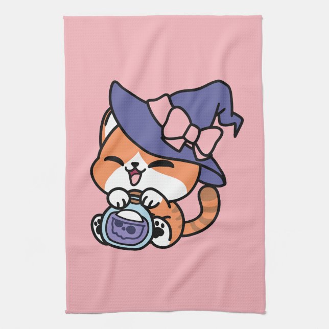 Linge De Cuisine Tabby Witch Brew – Cute Halloween Cat Design (Vertical)