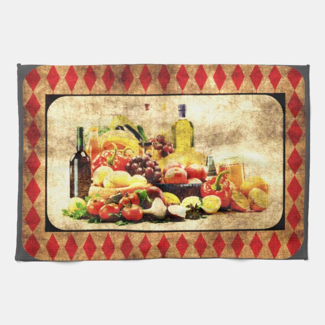 Linge De Cuisine Table abondante numérique désabusée (Horizontal)