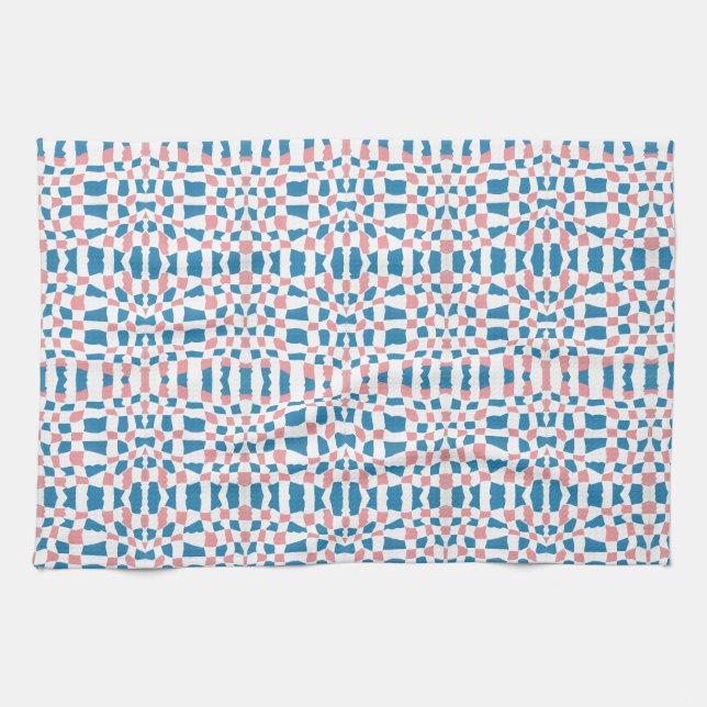 Linge De Cuisine Tableau de contrôle bleu rose rétro Abstrait (Horizontal)
