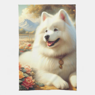 Linge De Cuisine Tableau vintage Samoyed Dog