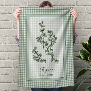 Linge De Cuisine Tablier de cuisine à l'herbe de thym – Bordure à c