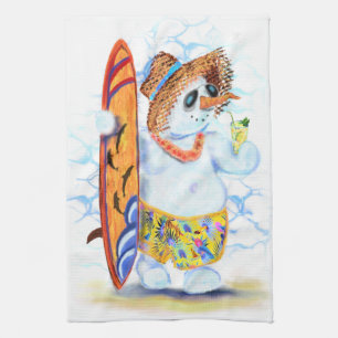 Linge De Cuisine Tablier de cuisine Bonhomme de neige surfeur