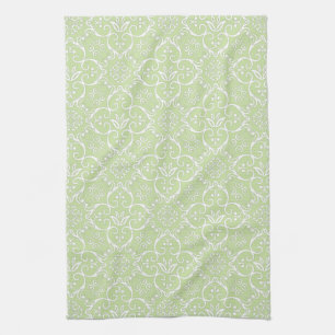 Linge De Cuisine Tablier de cuisine en damassé vert et blanc