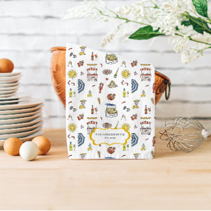 Linge De Cuisine Tablier de cuisine monogrammé doodle d'été italien