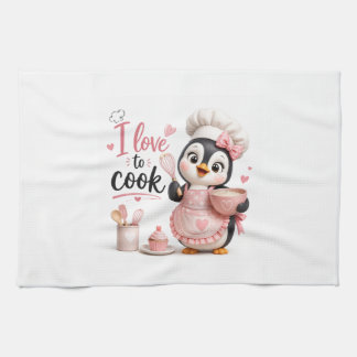 Linge De Cuisine Tablier de cuisine pingouin 'J'adore cuisiner'
