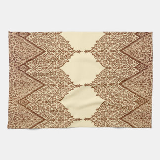 Linge De Cuisine Tan et motif vintage de conception de dentelle