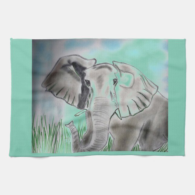 Linge De Cuisine Tapis d'endroit de conception d'éléphant (Horizontal)
