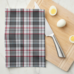 Linge De Cuisine Tartan à carreaux texturé gris