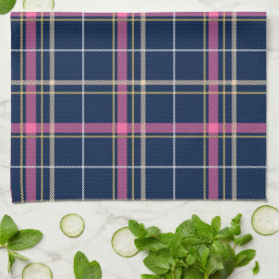 Linge De Cuisine Tartan bleu marine Plaid avec beige blanc rose