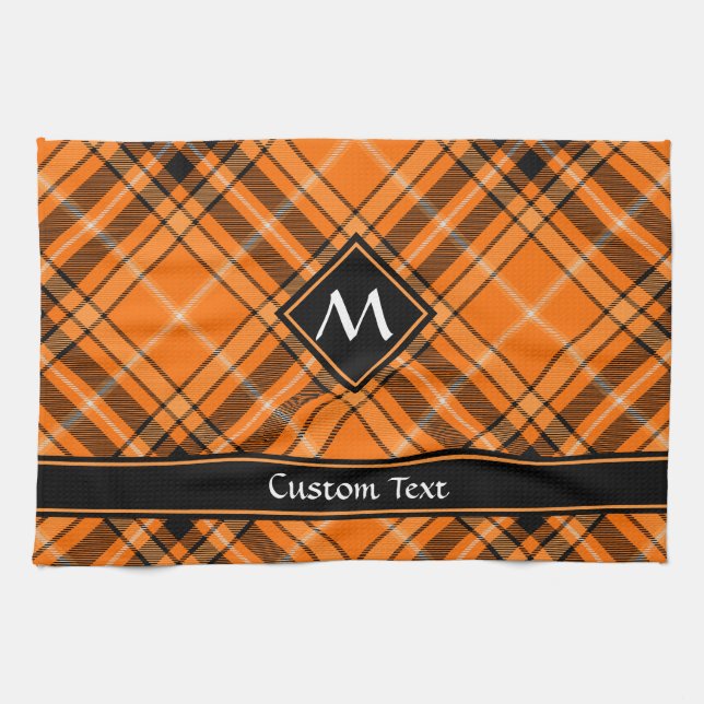 Linge De Cuisine Tartan orange d'Halloween (Horizontal)