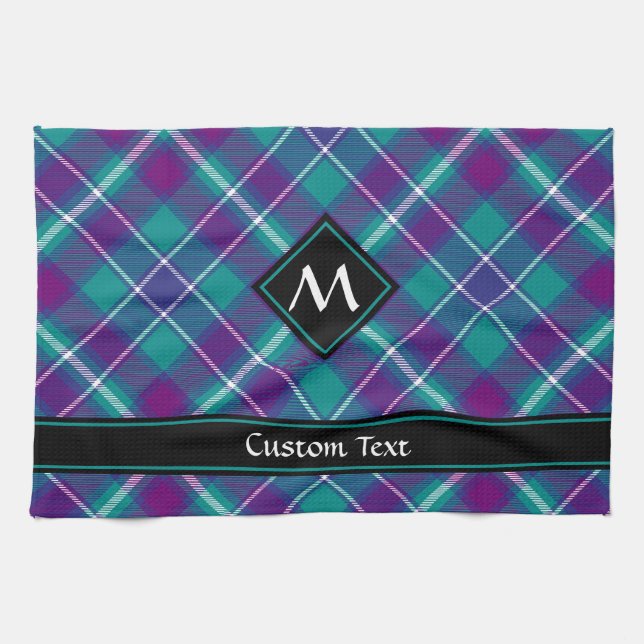Linge De Cuisine Tartan vert de mer, violet et bleu (Horizontal)