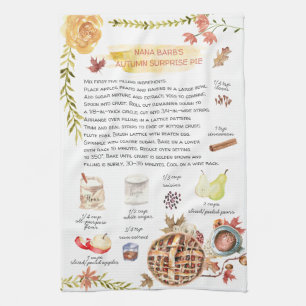 Linge De Cuisine Tarte d'automne   Aquarelle de recette