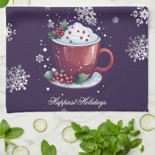 Linge De Cuisine Tasse de Chocolat Chaud de Noël Violet