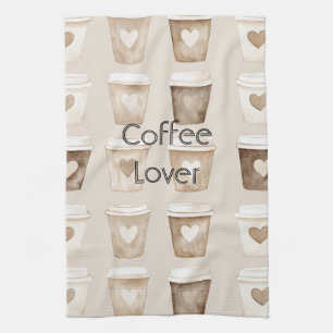 Linge De Cuisine Tasses cœur café crème