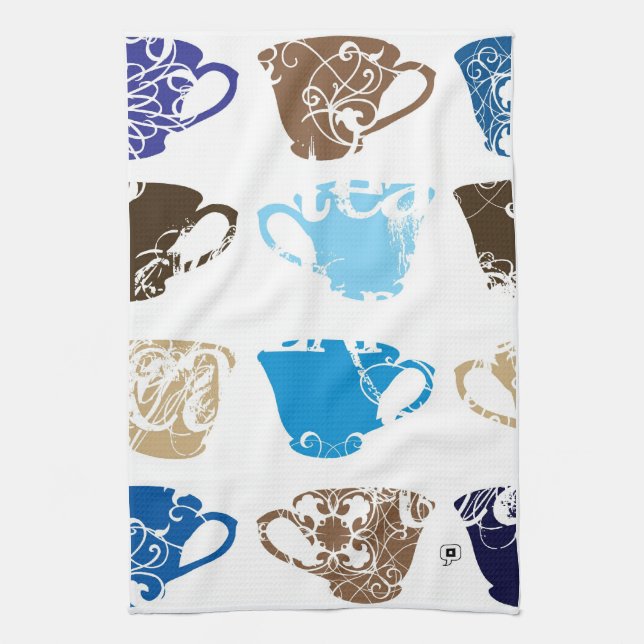 Linge De Cuisine tasses de thé bleues (Vertical)