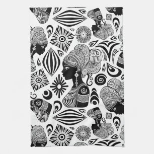 Linge De Cuisine Tatouage Tribal Portrait de Fille Africaine