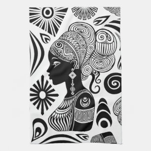Linge De Cuisine Tatouage Tribal Portrait de Fille Africaine