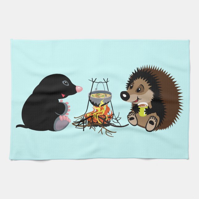 Linge De Cuisine taupe et hérisson de bande dessinée (Horizontal)