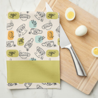 Linge De Cuisine Tea Cup Tea Towel Herbs Cottage Core Rustic Towels