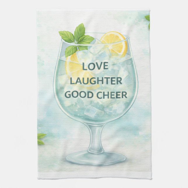 Linge De Cuisine Tea Towel | Gin & Tonic Lemon Mint Kitchen Gift (Vertical)