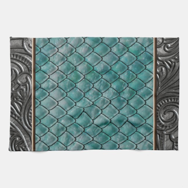 Linge De Cuisine Teal gothique II (Horizontal)