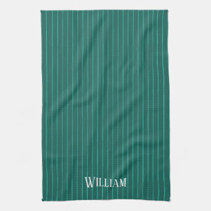 Linge De Cuisine Teal pinstripes