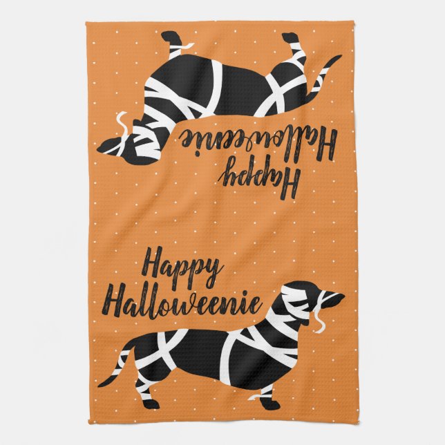 Linge De Cuisine Teckel Halloweenie heureux de maman de Halloween (Vertical)