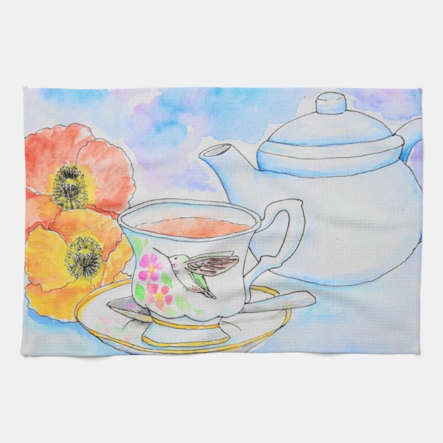 Linge De Cuisine Temps pour la peinture à l'aquarelle de thé (Horizontal)